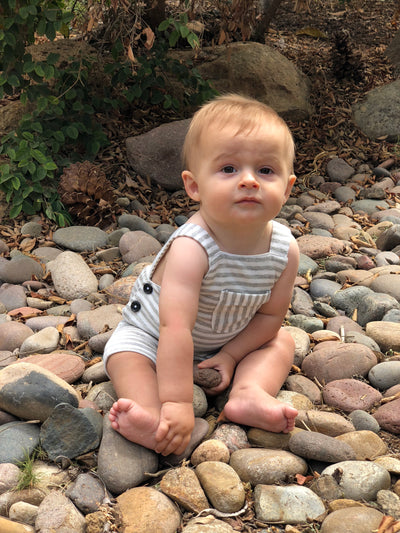 Baby Boy Grey Striped Overall