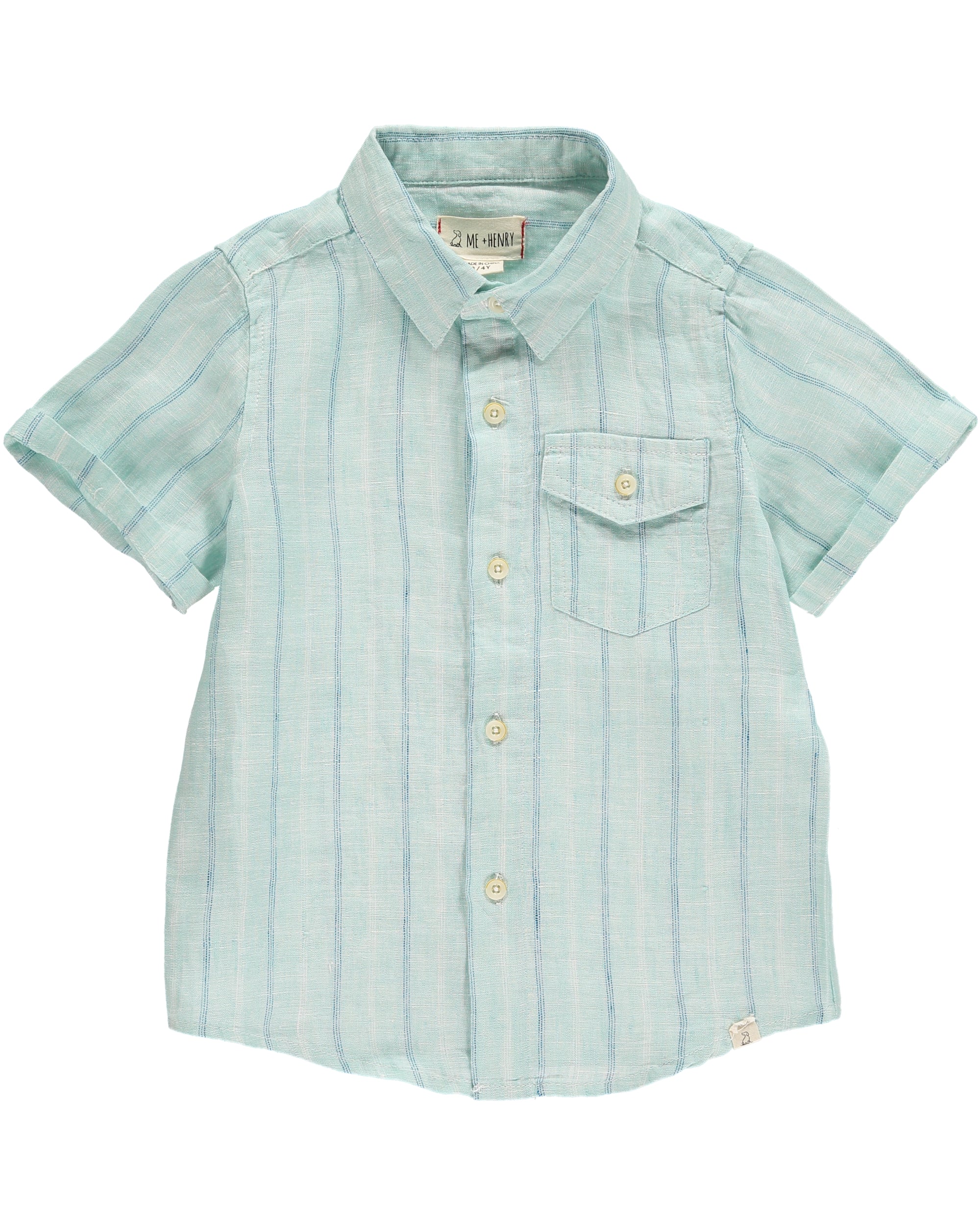 boys green button up