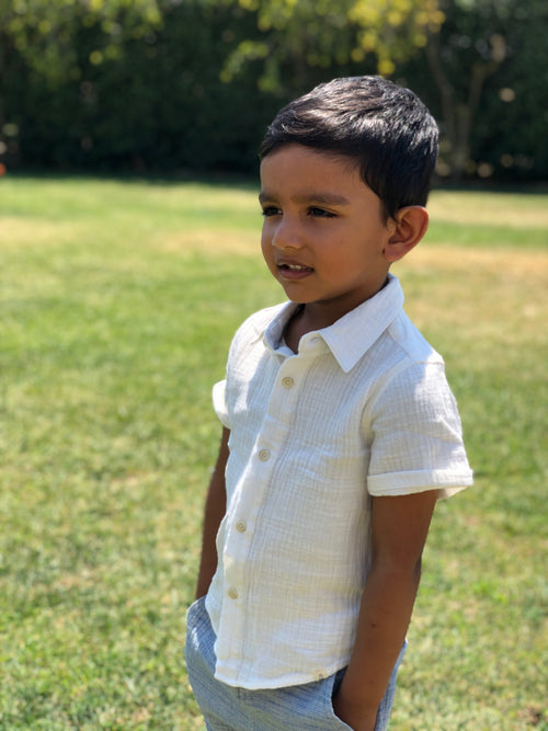 Boy's White Woven Shirt