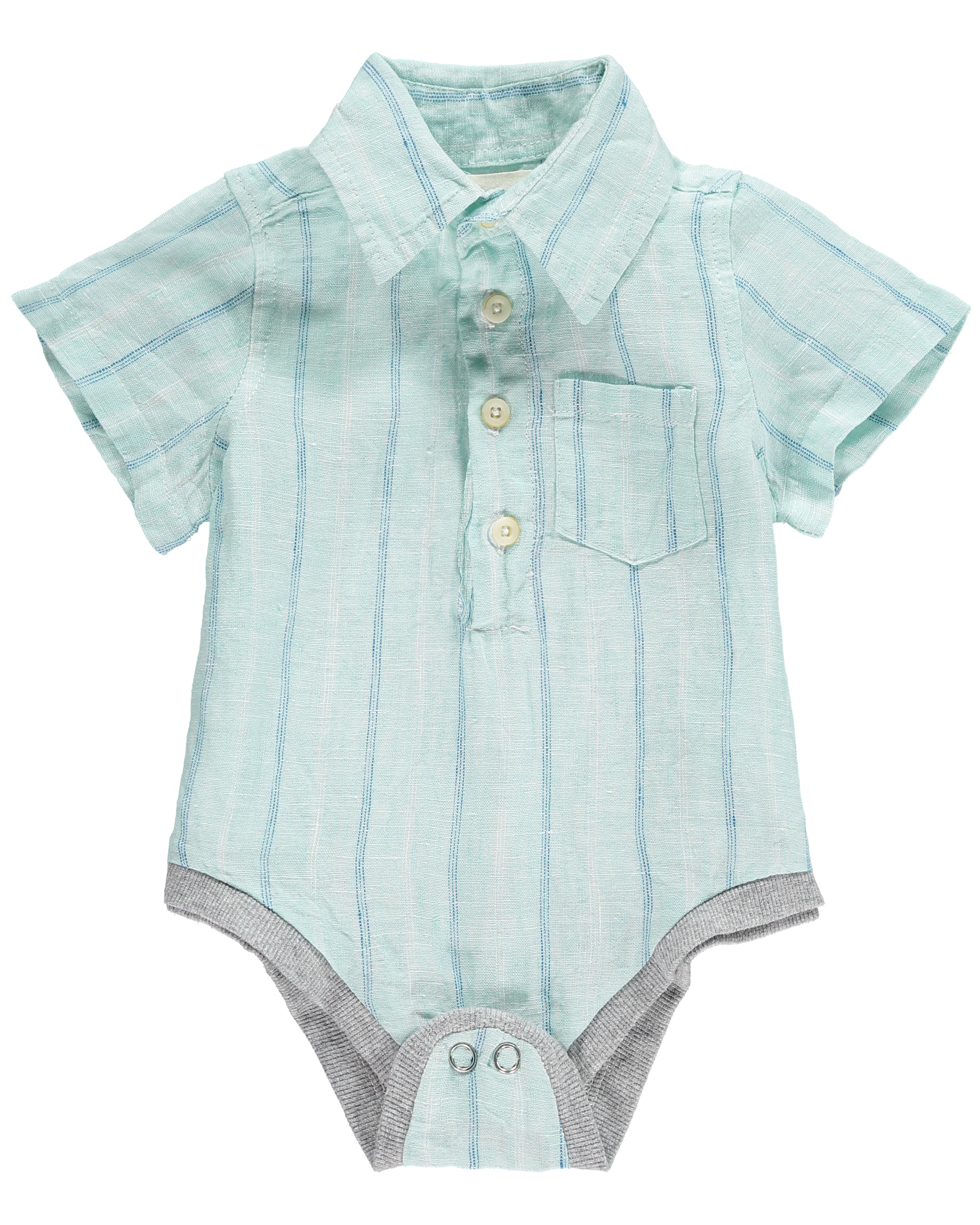 Baby Boys Green Stripe Woven Onesie House of Sofella