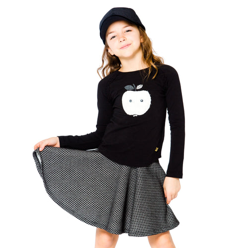 Girls Preppy Black Flouced Skirt