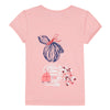 Jean Bourget short-sleeved cotton jersey T-shirt is printed with a pattern that extends into the back of a girl holding a bouquet of flowers in her hand.