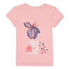 Jean Bourget short-sleeved cotton jersey T-shirt is printed with a pattern that extends into the back of a girl holding a bouquet of flowers in her hand.