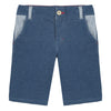 Jean Bourget blue cotton interlock bermuda has a very urban denim effect.