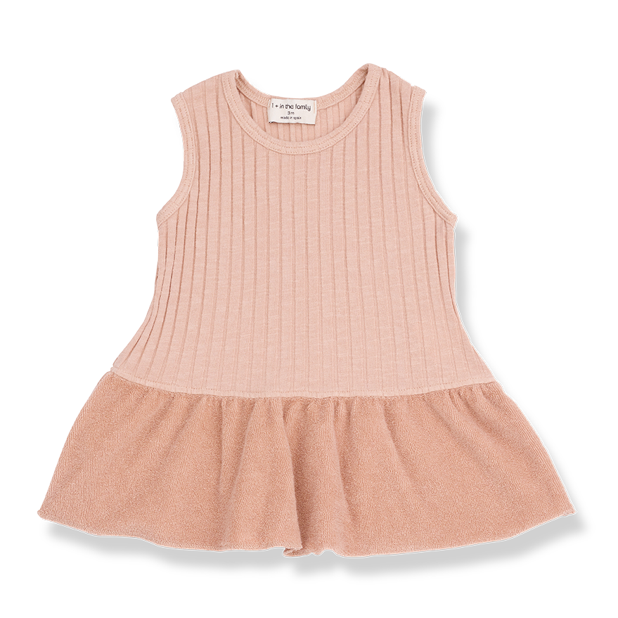 Baby Girls Ribbed Cotton Terry Cloth Dress