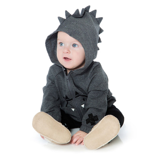 Baby Boys Grey Dino Hoodie