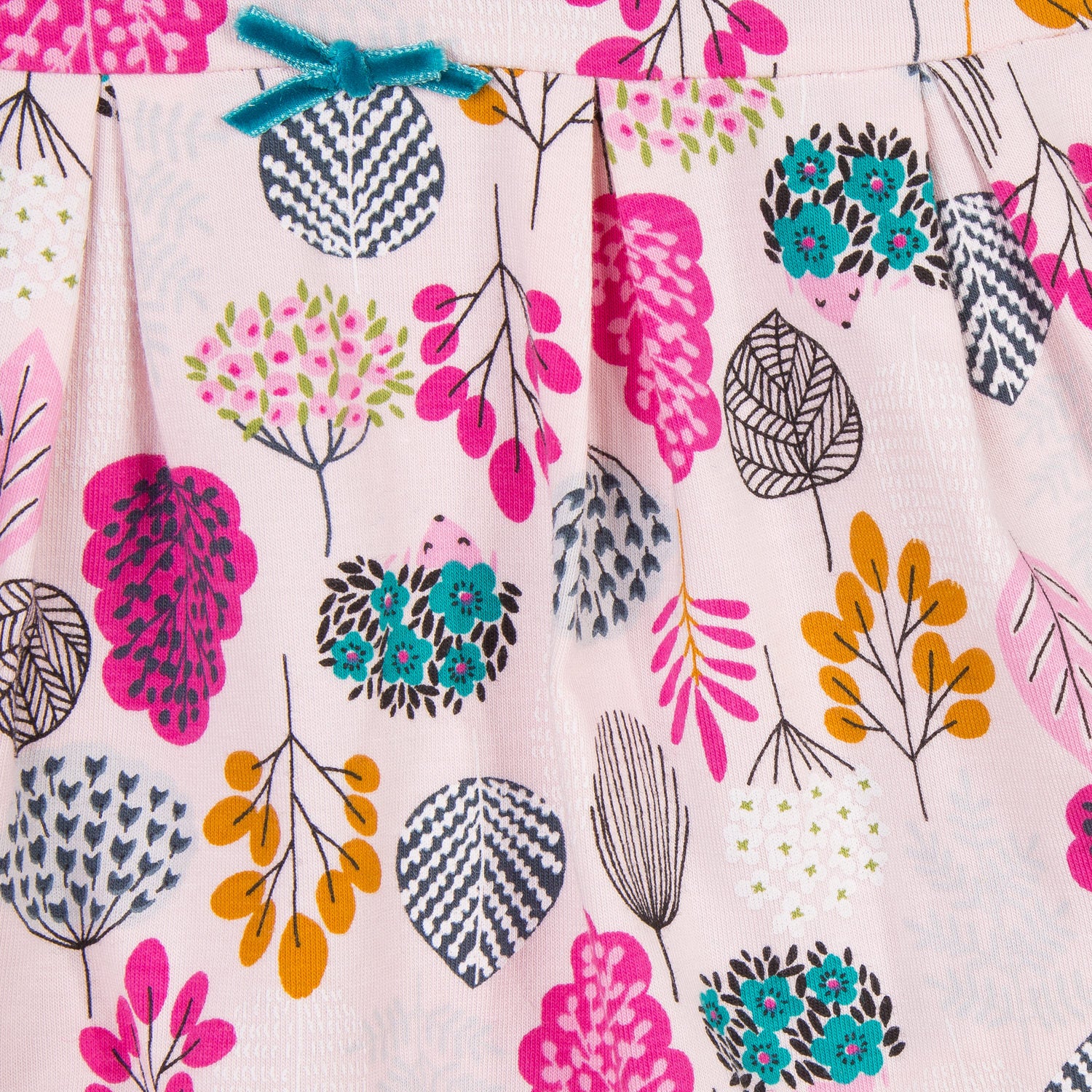 Baby Girls Pink Cotton Bubble Dress With Floral Motif