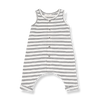 1+ In The Family unisex baby black and white sleeveless overalls with buttons down the front.