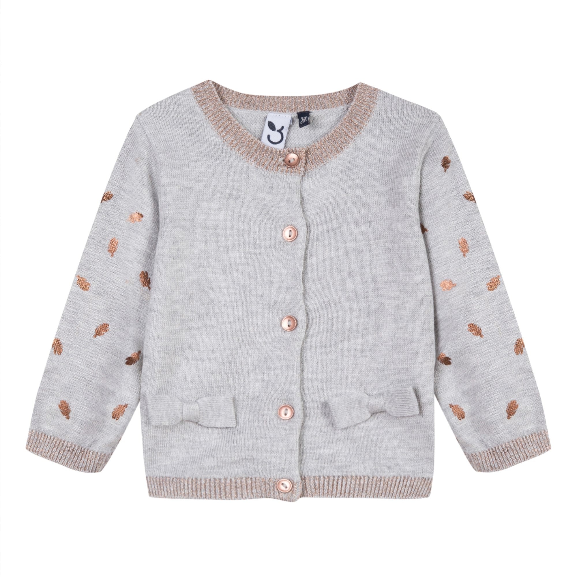 Baby & Toddler Girls Beige Knit Cardigan With Bows
