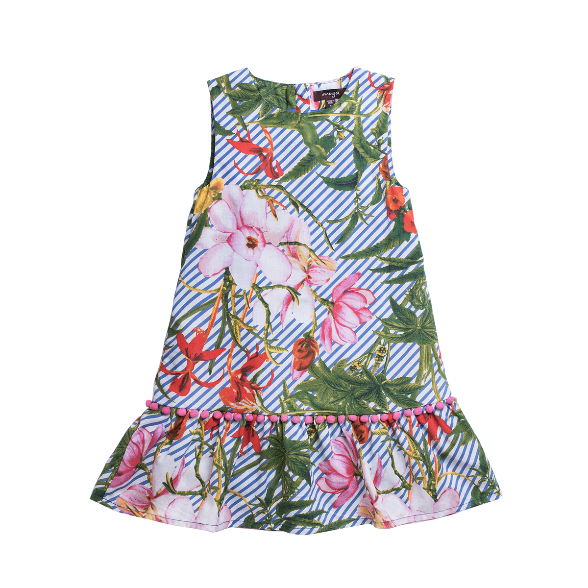 Girls tropical print sleeveless dress by Imoga.