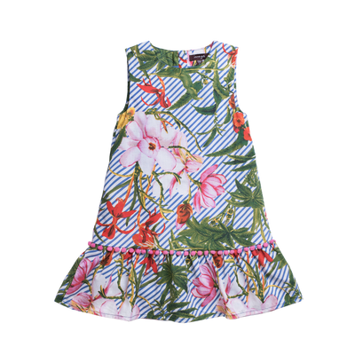 Girls tropical print sleeveless dress by Imoga.