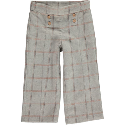 Girls 100% cotton plaid trousers with buttons on the front by Vignette.