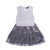 Girls sleeveless sweater dress in grey. The top has shimmer and the skirt is polyester with specs of shimmer. Designed by Imoga.