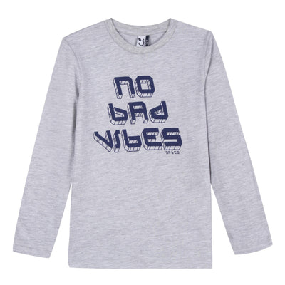 Boys Grey Cotton Print T-Shirt