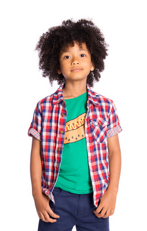 Boys Red Checkered Shirt