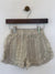 Girls ivory linen shorts with wavy fabric stripes by designer Vignette.