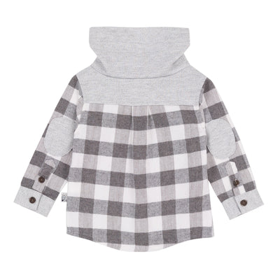 Boys Grey Plaid Sleeve Top