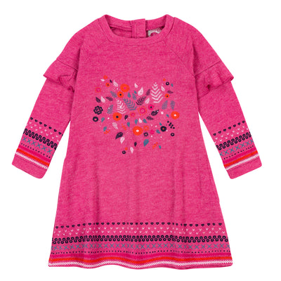 Girls Pink Brushed Knit Jersey Dress