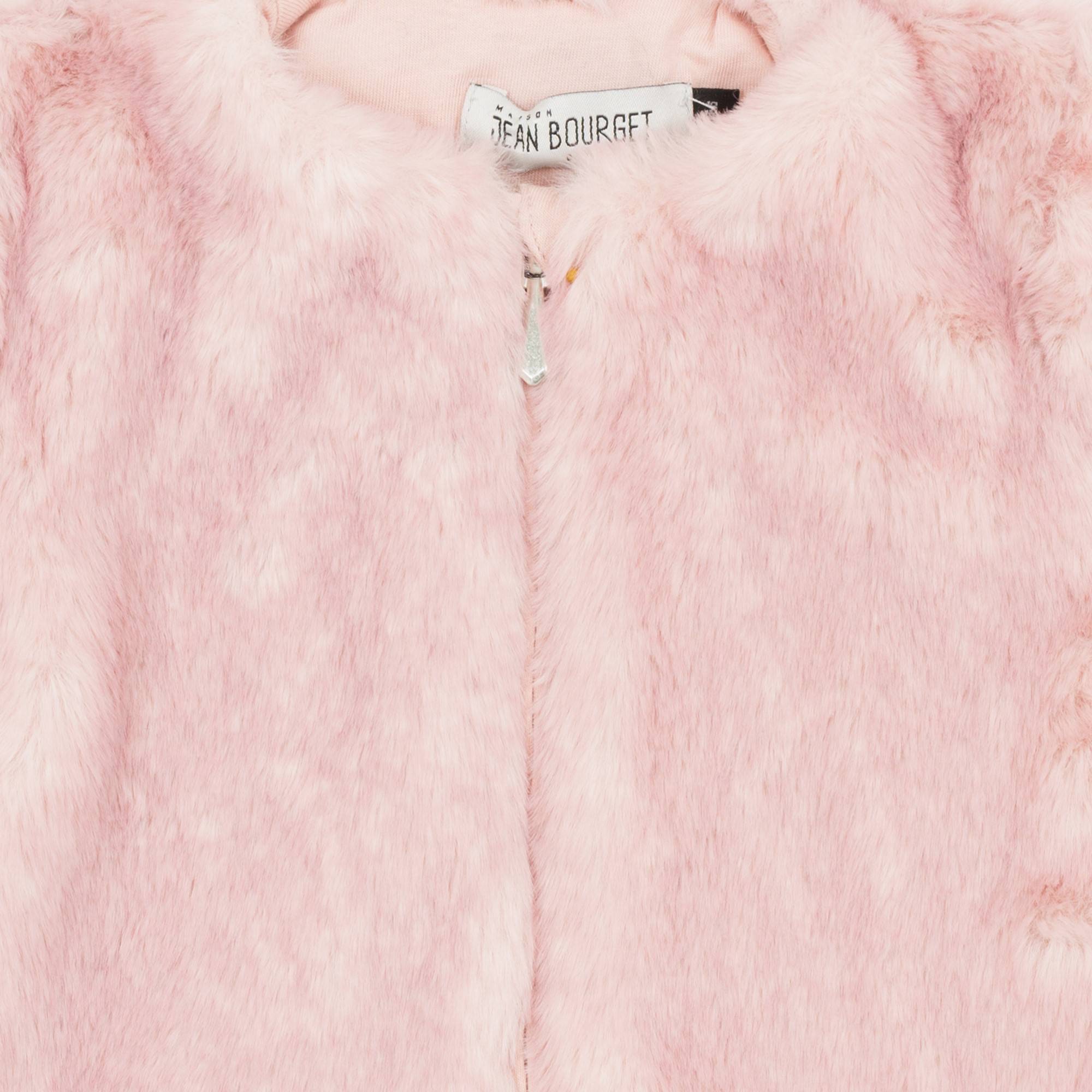 Jean Bourget rosewood faux fur jacket lined with cotton and zipper in the front.